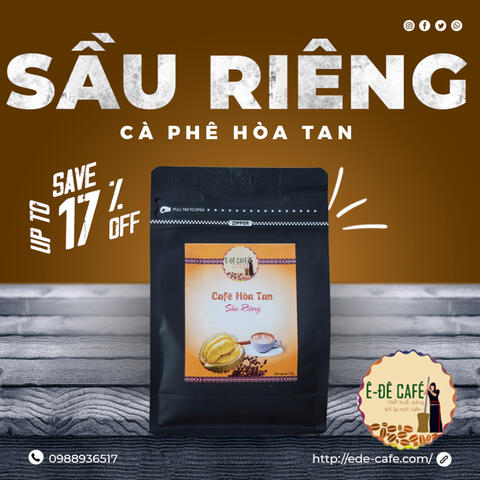 Cafe Hòa tan sầu riêng Ê Đê Coffee đậm vị cà phê Đắk Lắk 500g